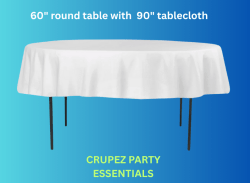 90' white round poly linen