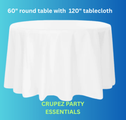 120 White Round Poly Linen